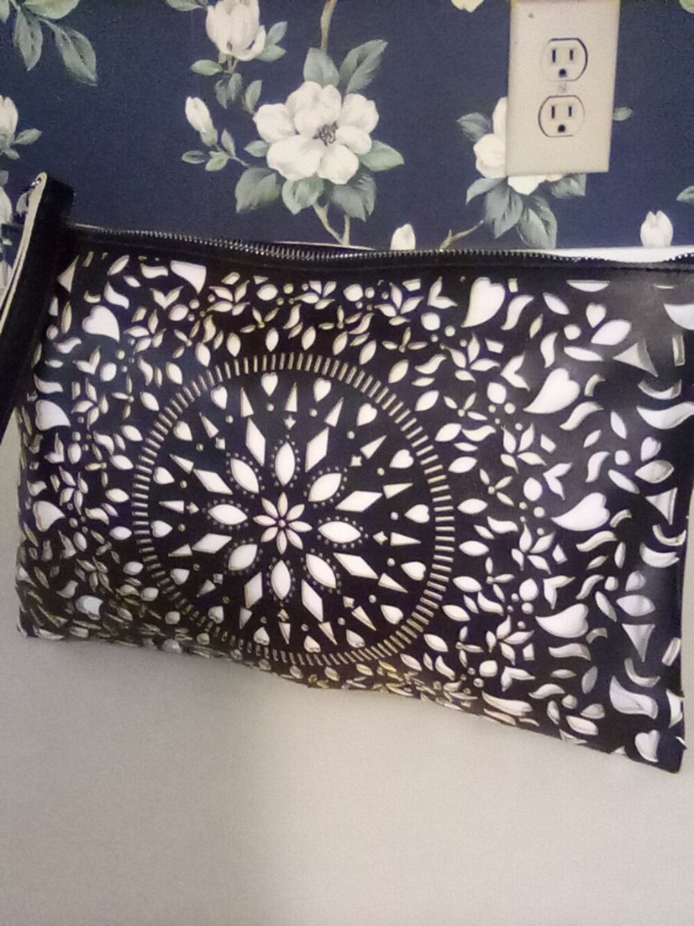 Carlos Santana Black Laser Cut Clutch
